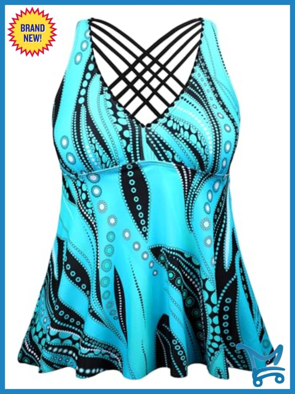 Women's Tankini Swimsuit Top Cross Back Flowy Modest Swimwear
